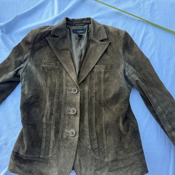 Alfani Women's Chocolate Brown Blazer , 100 % leather - Picture 1 of 5